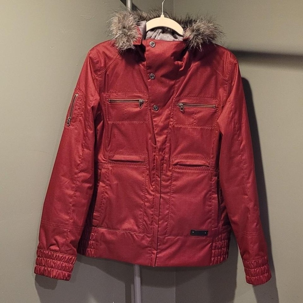 Burton Dryride Lush Jacket With Hood Waterproof Snow Sports, Women's Size L, Red